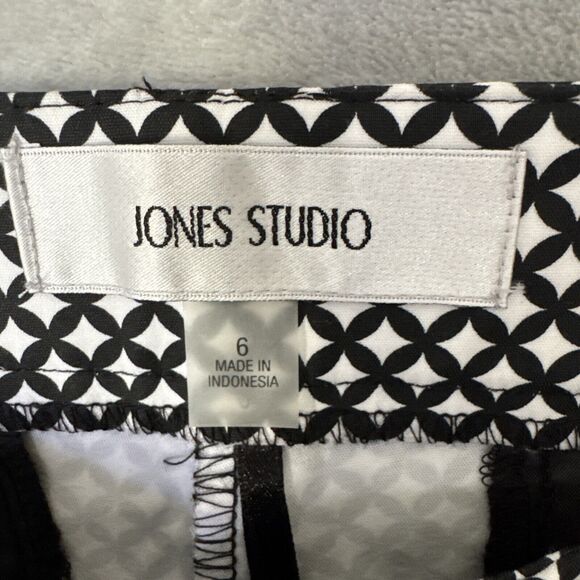 Women's Geometric Print Office Pants Stretch Black White Pockets Formal Size 6 - Picture 6 of 16